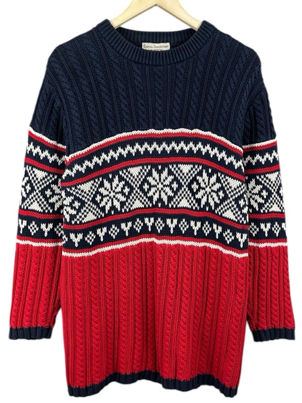 Casual Connection Vintage Nordic Style Cotton Knit Sweater Size Medium